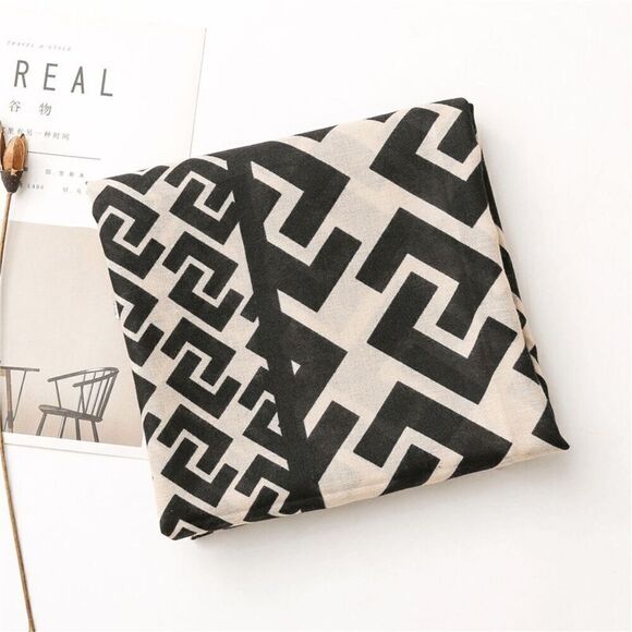 2/$30 Ladies Black Unique Pattern Print Scarf - Picture 4 of 6